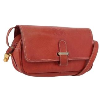 Loewe Pre-owned Leren Crossbody Tas - Dames - Pre-owned - Rood - Maat: ONE Size Leer