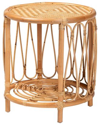 Baxton Studio Berilo Bohemian Rattan End Table