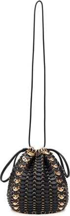 Paco Rabanne Nano Disc Metal and Leather Bucket bag - Black - One Size