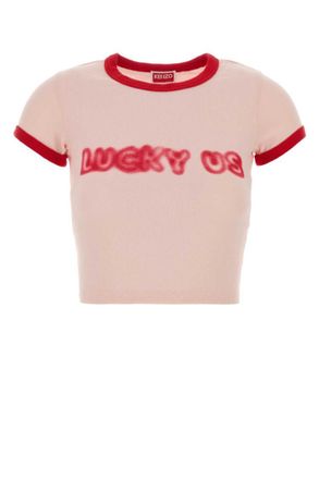 Kenzo Light Pink Graphic Crop T-Shirt