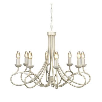 Netlighting Olivia 8 Light Chandelier Ivory Gold Finish E14 in White