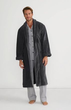 Lands End Calf Length Turkish Terry Robe in Charcoal at Nordstrom, Size X-Large