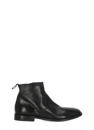Moma Black Caesar Vintage Zip Leather Ankle Boots