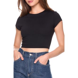 Susana Monaco Short Sleeve Crop Crew Tee in Black at Nordstrom Rack, Size X-Small