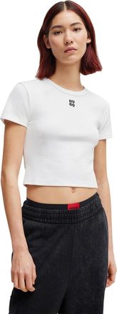 HUGO BOSS Hugo Dames/Dames Logo Katoenen Gewaad T-shirt (Wit)