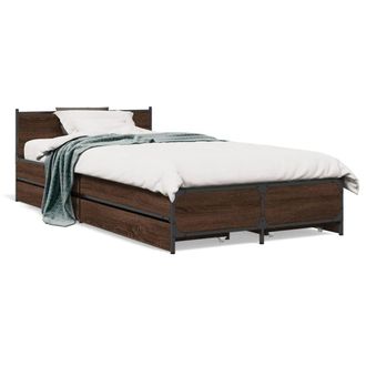 Berkfield Home Bed Frame w/Drawers Frame Brown Oak 75x190 cm Small Single