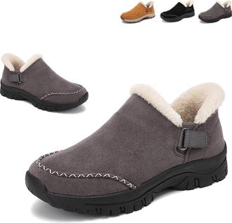 Generic 2026 New Hands-Free Slip-in Orthopedic Shoes for Women, Warm Fleece-Lined Comfort Shoes with Arch Support (Gray,6.5)