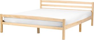 Beliani Cama Con Somier Estilo Minimalista De Madera De Pino 160 X 200 Cm Marr&oacute;n Claro Echallon