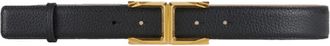 Elisabetta Franchi Logo-buckle leren riem - Dames - Riemen - Zwart - S - Leer - Accessoires