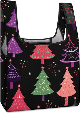 Generic Christmas Tree Shopping Bag Reusable Grocery Tote Bag Foldable Handbag for Travel Picnic