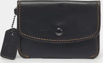 Coach Black Leather Edgestain Card Case Pouch