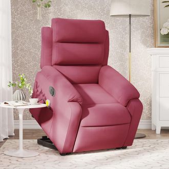 vidaXL Vidaxl - Sill&oacute;n De Masaje Reclinable Elevable Terciopelo Rojo Tinto