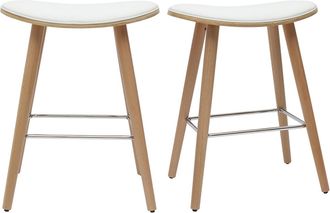 Miliboo Miliboo - Set De 2 Taburetes De Cocina De Madera Clara Y Blanco 65 Cm Meadow