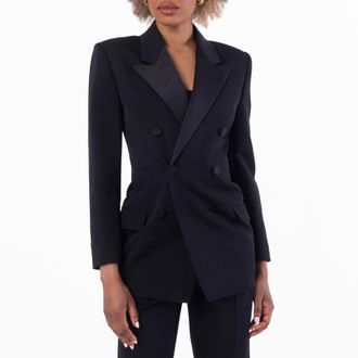 Saint Laurent Grain De Poudre Tuxedo Jacket, Brand Size 36 (US Size 4)