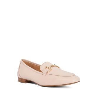 Dune London Womens Ladies Grained - Suede Metal Trim Loafers - Blush Leather - Size UK 6