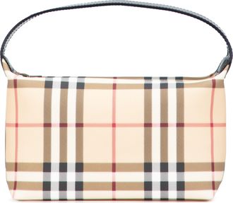 Burberry Pre-owned Womens Check Pattern Handbag - Nude Textile - One Size