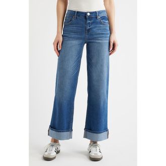 1822 Denim High Waist Cuff Slim Wide Leg Jeans in Pacific at Nordstrom, Size 26P