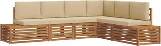 vidaXL 6 Uds. Conjunto De Sof&aacute;s De Exterior Natural Y Beige Vidaxl