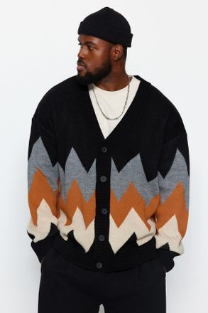 Trendyol MAN Heren Zwart Ruitpatroon Lang Oversized Grote maten Vesten