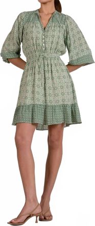 Elan Print Mini Dress In Green Boho