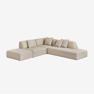 Sklum Divano angolare modulare Cardea a 3 pezzi con chaise longue destra e pouf imbottito SKLUM