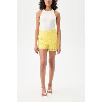 Trina Turk Brightness Geometric Lace Short in Lavandou Lemon/whitewash at Nordstrom, Size 12