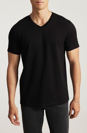 Mavi Black Stretch Cotton V-Neck T-Shirt at Nordstrom, Size X-Large