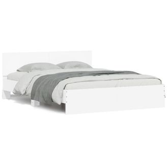 Berkfield Home Bed Frame with Headboard White 140x190 cm
