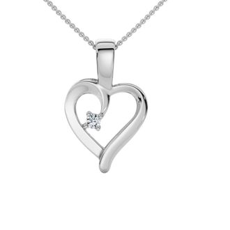 Pompeii3 Heart Shape Solitaire Diamond Pendant Necklace in White Yellow or Rose Gold