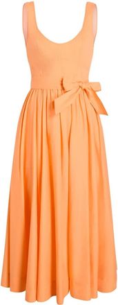 Cinq &agrave; Sept Kilah draped midi dress - women - Cotton/Nylon/Spandex/Elastane - 4 - Orange
