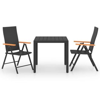 Berkfield Home 3 Piece Garden Dining Set Black & Brown