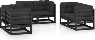 vidaXL Juego De Muebles De Jard&iacute;n 6 Pzas Y Cojines Madera Pino Maciza Vidaxl