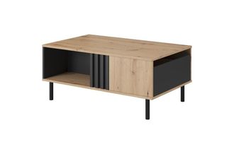 AKL FURNITURE Mesa de centro efecto madera Crema y Negro