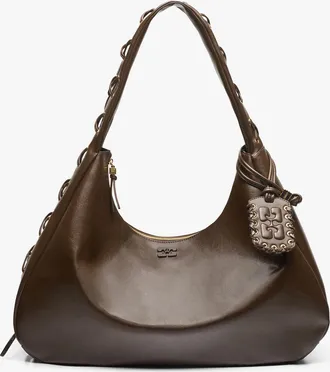 Ganni Green Dark-Olive Oleatex XXL Hobo Bag