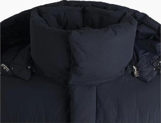 HUGO BOSS Mens Celvie Hooded Snap Button Solid Patterned Puffer Jacket - Navy - Size: 44 54