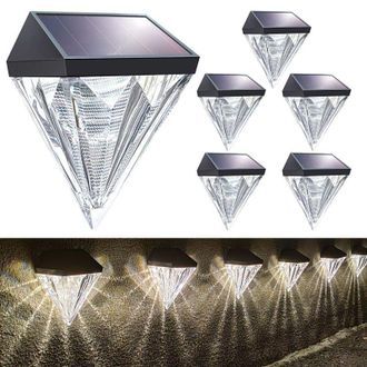 OEM Luces Solares Para Patio Con Forma De Diamante, Encendidas Toda La Noche - 6 Unidades (blanco C&aacute;lido)