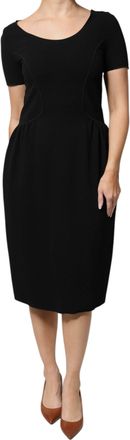 Emporio Armani Black Viscose Short Sleeves Sheath Midi Womens Dress