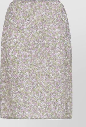 Prada skirt elastic waistband floral pattern lace trim