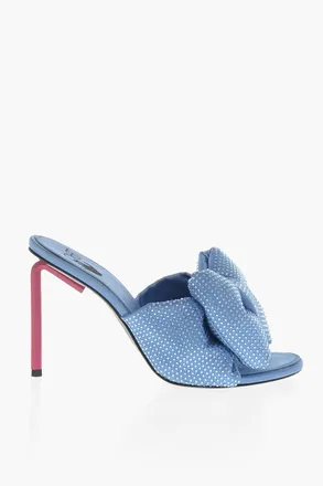 Off-white Satin and Rhinestone Mules POP ALLEN with 11cm Maxi Bow Off-White