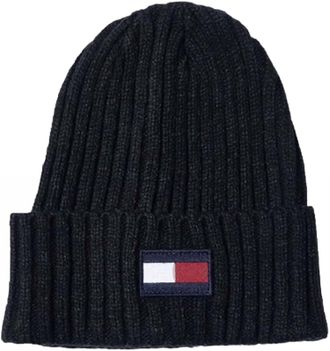 Tommy Hilfiger Mens Fleece Big Flag Beanie Hat In Navy