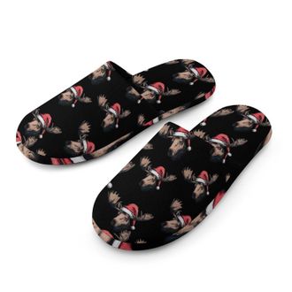 Generic Merry Christmas Moose Mens Cozy Memory Foam Slippers Warm Cotton House Shoes Comfy Slipper for Indoor Outdoor