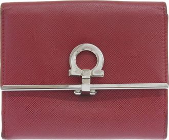 Ferragamo Red Color Leather Wallet (Bi-Fold) (Pre-Owned)