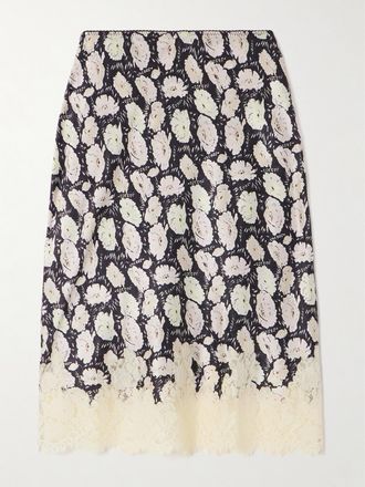 D&ocirc;en Gonna In Raso Di Seta Floreale Con Finiture In Pizzo Elowette - Multicolore