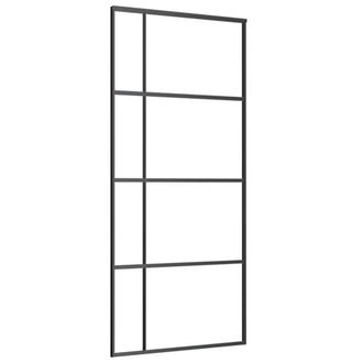 Berkfield Home Sliding Door Frosted ESG Glass & Aluminium 90x205 cm Black