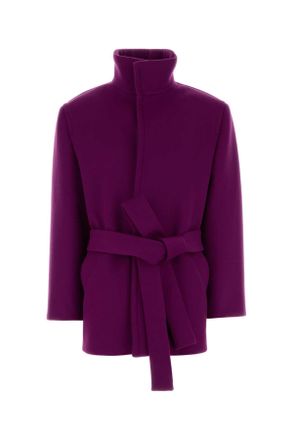 Saint Laurent Tyrian Purple Wool Coat