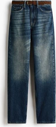 H&M Straight High Jeans in Washed Denim Blue at Nordstrom, Size 14