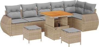vidaXL Garden Sofa Set with Cushion 9 pcs Beige and light grey vidaXL