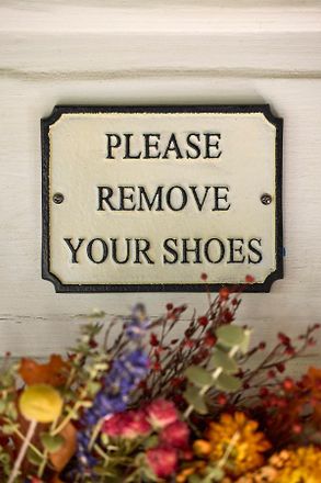 Terrain Please Remove Your Shoes Iron Sign