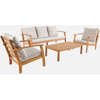 Sweeek Conjunto de muebles de jardín en madera de acacia, 5 plazas