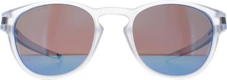Oakley Round Unisex Matte Clear Prizm Sapphire Polarized Latch - Silver - One Size